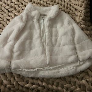 BCBG White Faux Fur Shaw - Size Medium - Perfect for Date Night/Special Event!